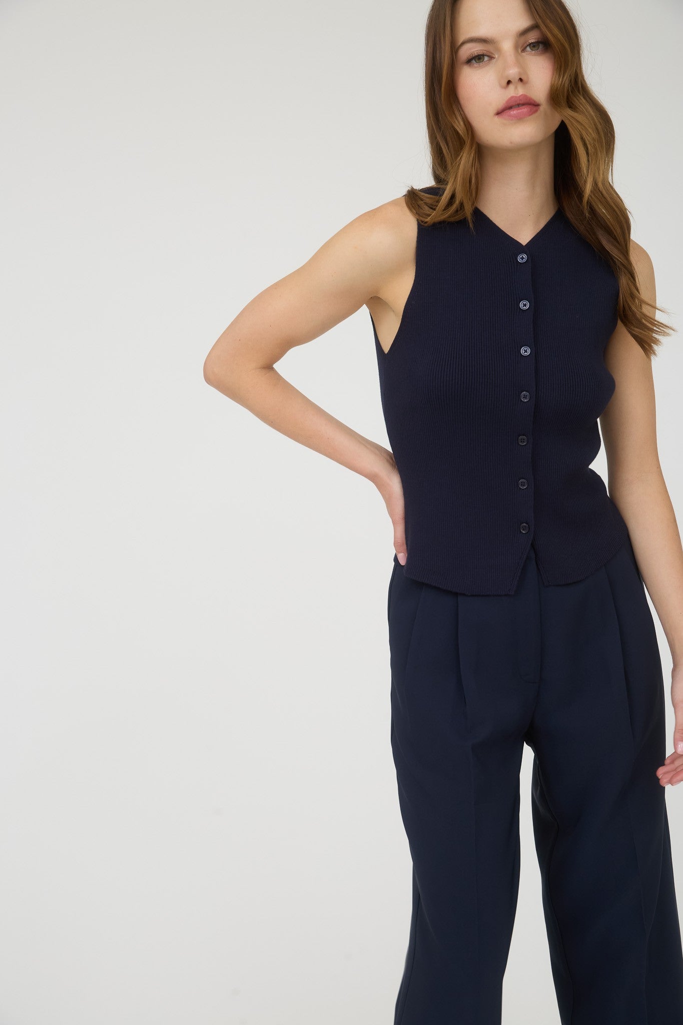 Mary High Waist Pleated Wide Leg Dress Pants