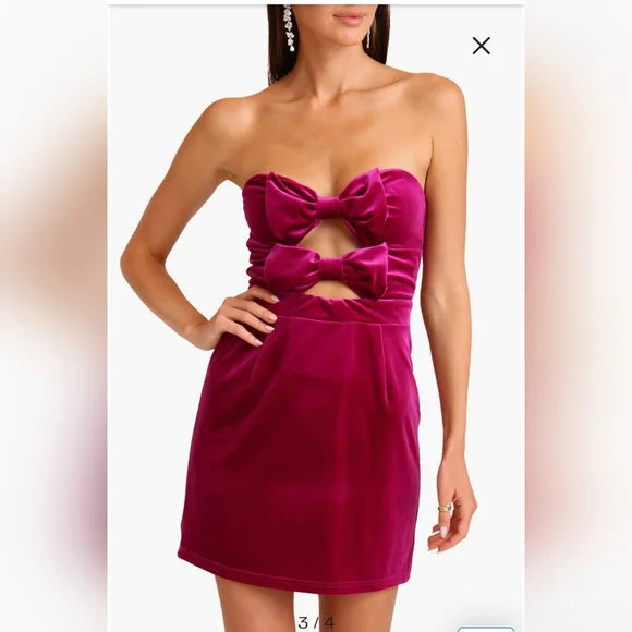 Avec Les Filles Bow Cutout Mini Dress