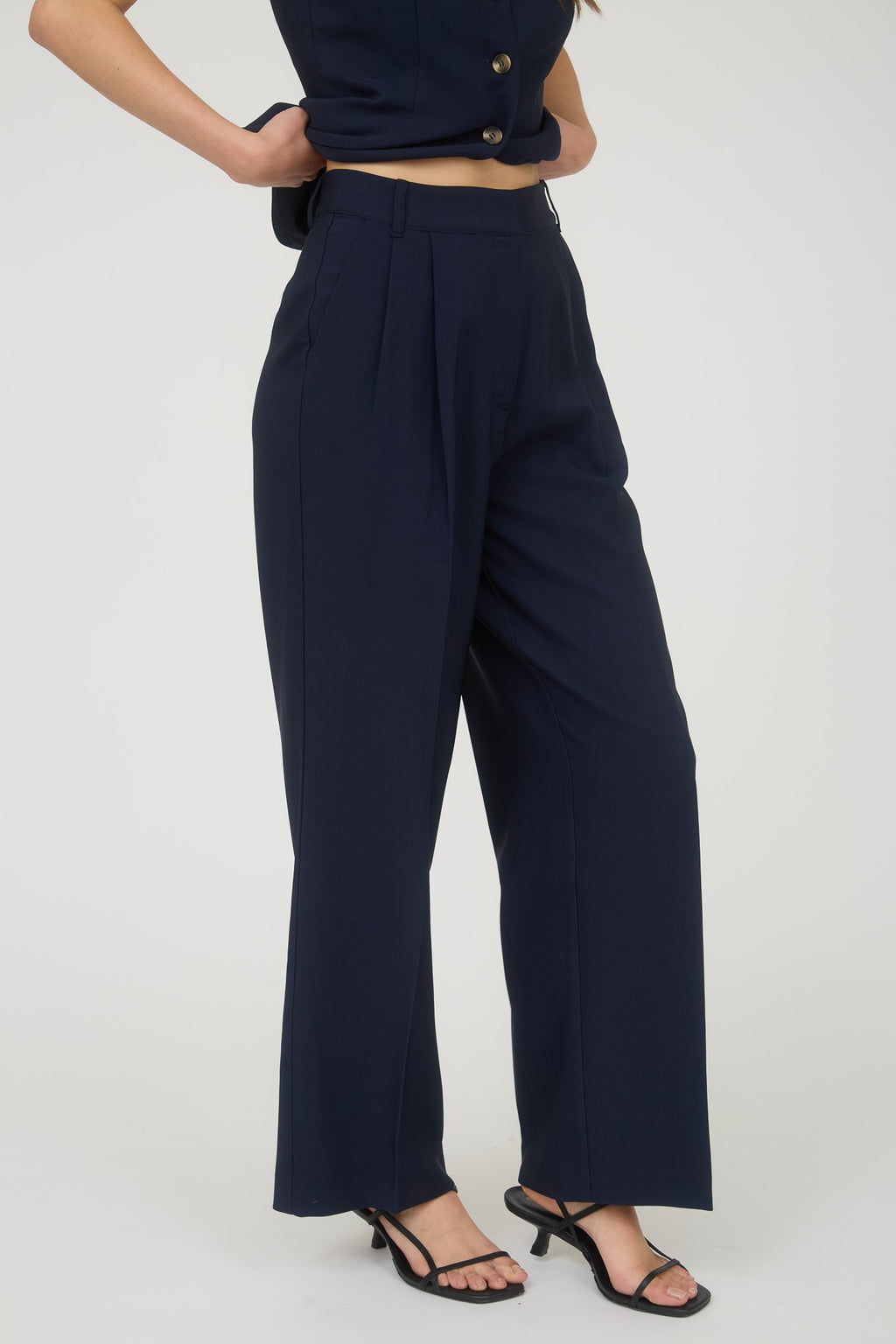 Mary High Waist Pleated Wide Leg Dress Pants